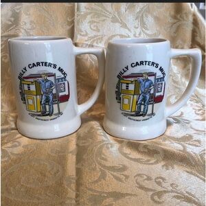 BILLY CARTER Mug 1977 Half Liter Beer Stein - Some Crazing Set of 2
